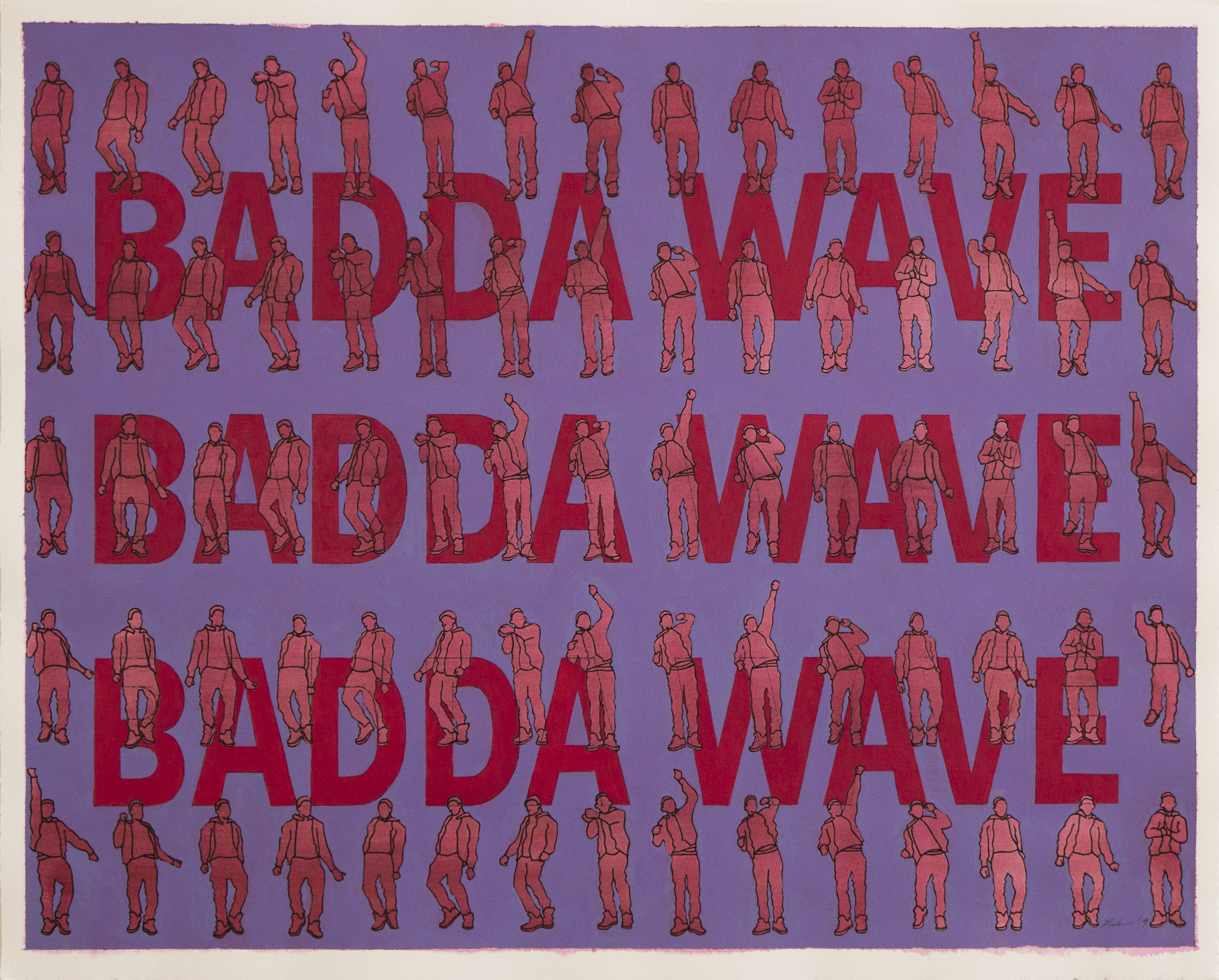 'Badda Wave', Acrylic & Ink on Cotton Rag (framed), 50 x 40 cm, $650