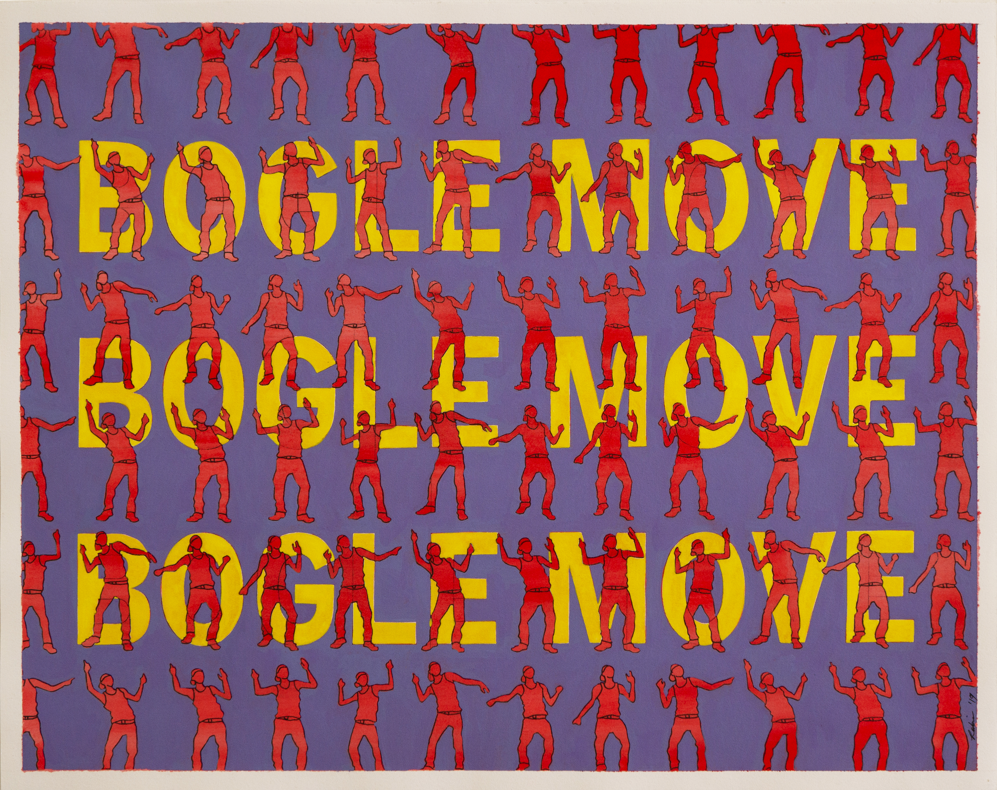 'Bogle Move', Acrylic & Ink on Cotton Rag (framed), 50 x 40 cm, $650