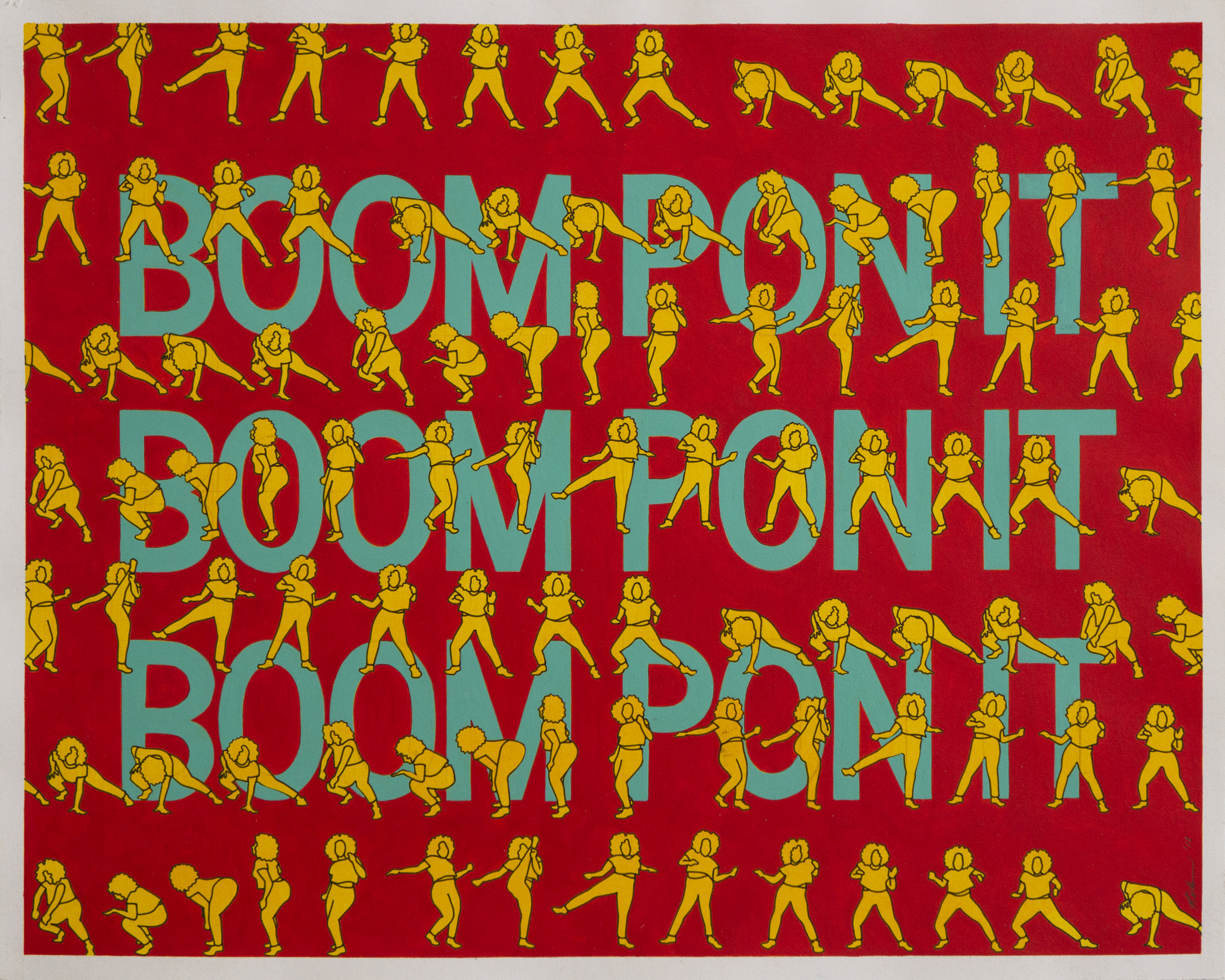 'Boom Pon It', Acrylic & Ink on Cotton Rag (framed), 50 x 40 cm, $650