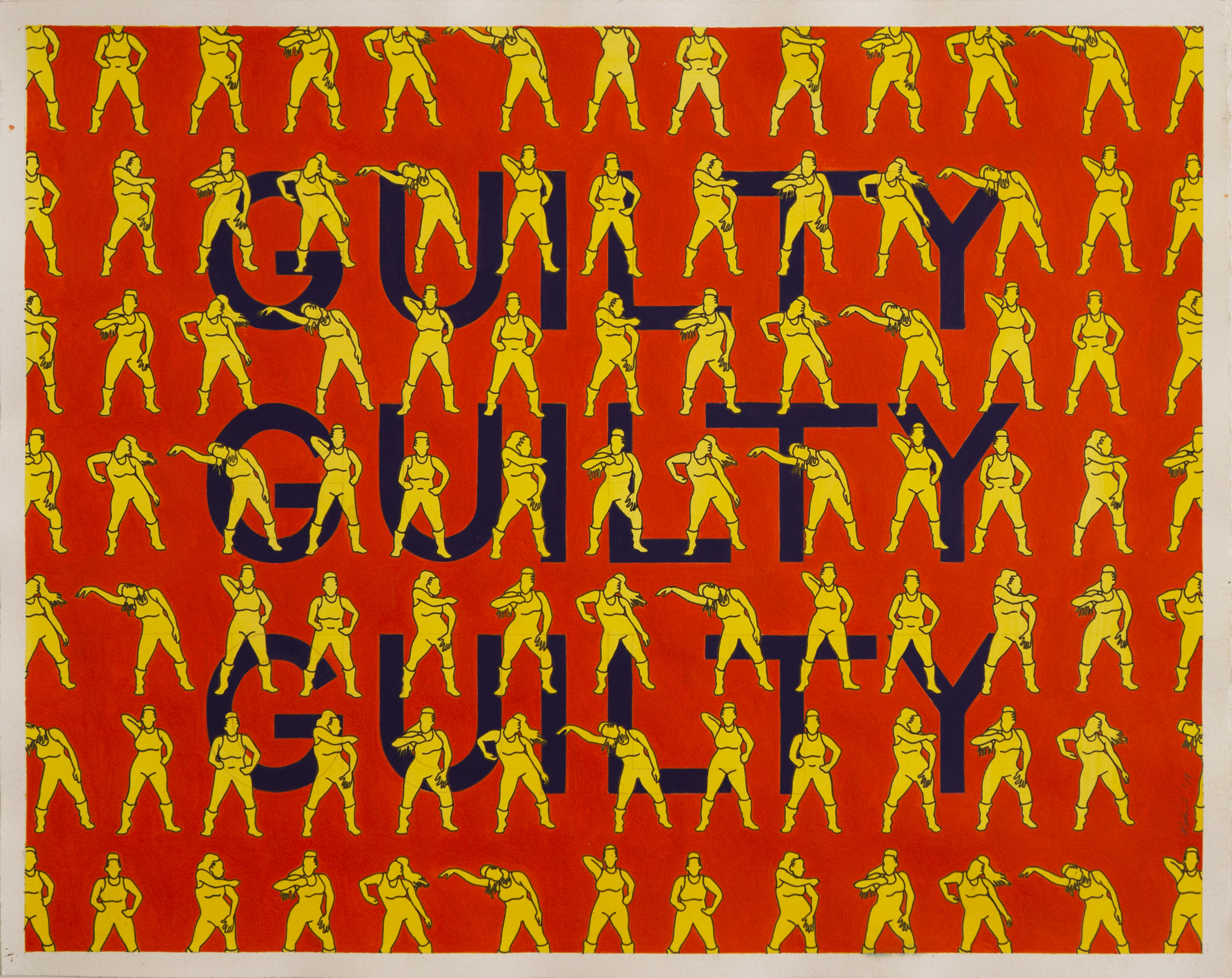 'Guilty', Acrylic & Ink on Cotton Rag (framed), 50 x 40 cm, $650