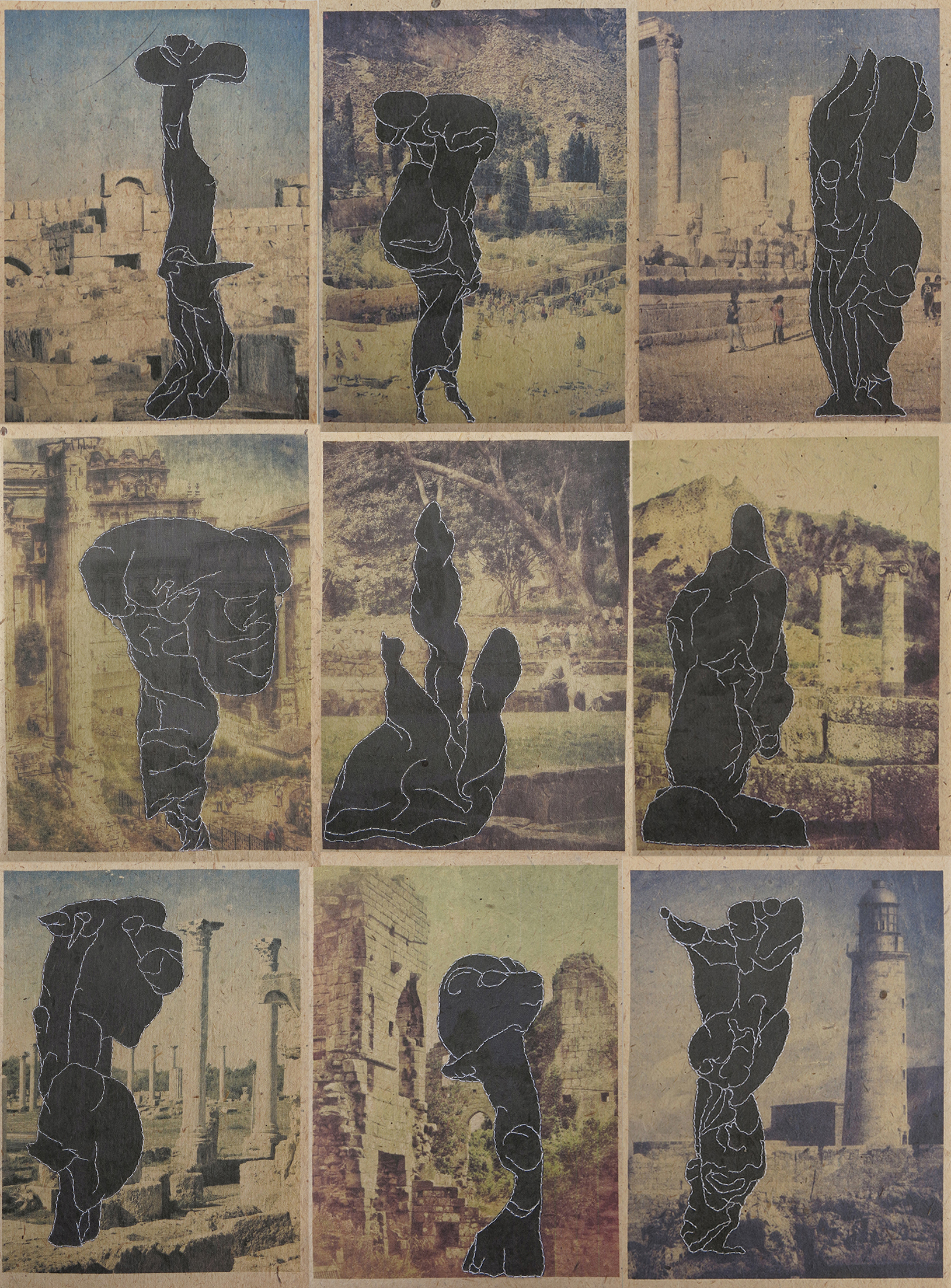 Yeliz Yorulmaz, 'Drifting Sculptures #1-9', Inkjet print on hand stitched paper